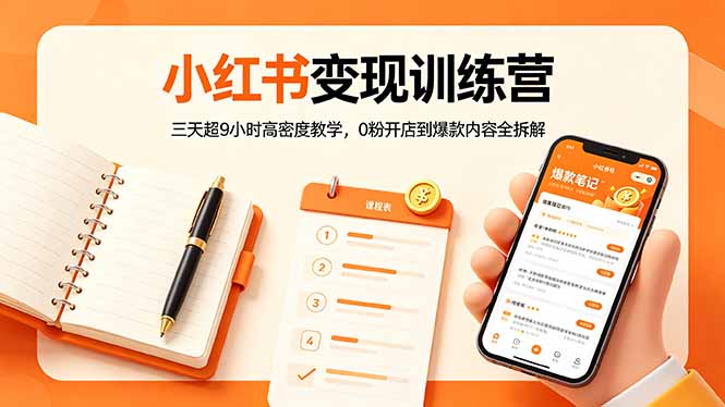 小红书变现训练营：三天超9小时高密度教学，0粉开店到爆款内容全拆解-柚子网创