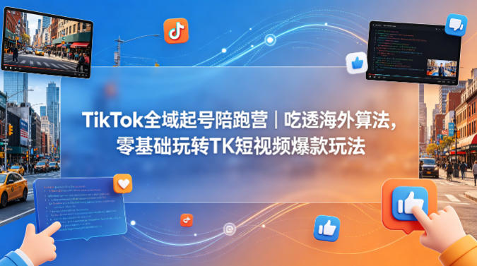 TikTok全域起号陪跑营｜吃透海外算法，零基础玩转TK短视频爆款玩法-柚子网创