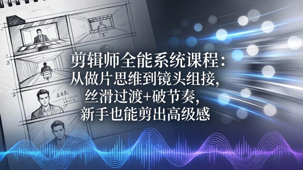 （18260期）剪辑师全能系统课程：从做片思维到镜头组接，丝滑过渡+破节奏，新手也能剪出高级感-柚子网创