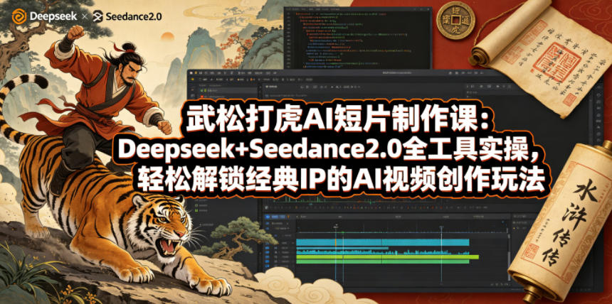武松打虎AI短片制作课：Deepseek+Seedance2.0全工具实操，轻松解锁经典IP的AI视频创作玩法-柚子网创