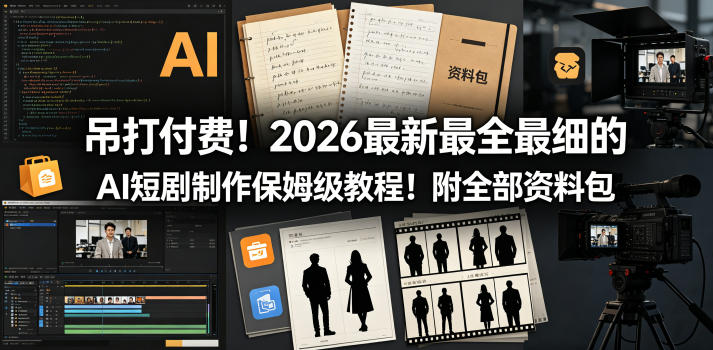 吊打付费！2026最新最全最细的AI短剧制作保姆级教程！附全部资料包-柚子网创