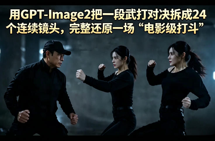 用GPT-Image2把一段武打对决拆成24个连续镜头，完整还原一场“电影级打斗”-柚子网创