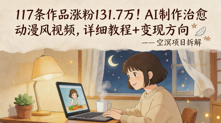 117条作品涨粉131.7W！AI制作治愈动漫风视频，详细教程+变现方向-柚子网创