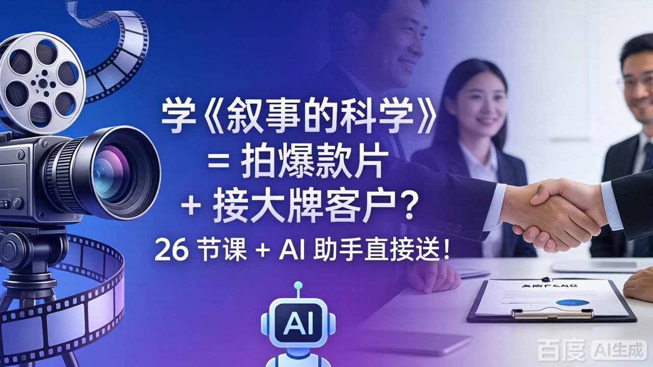 学《叙事的科学》= 拍爆款片 + 接大牌客户？26 节课 + AI 助手直接送！-柚子网创
