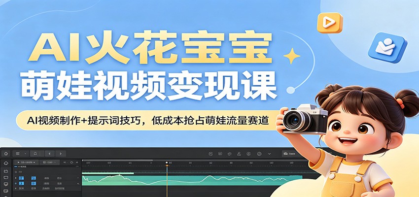 AI火花宝宝萌娃视频变现课：AI视频制作+提示词技巧，低成本抢占萌娃流量赛道-柚子网创
