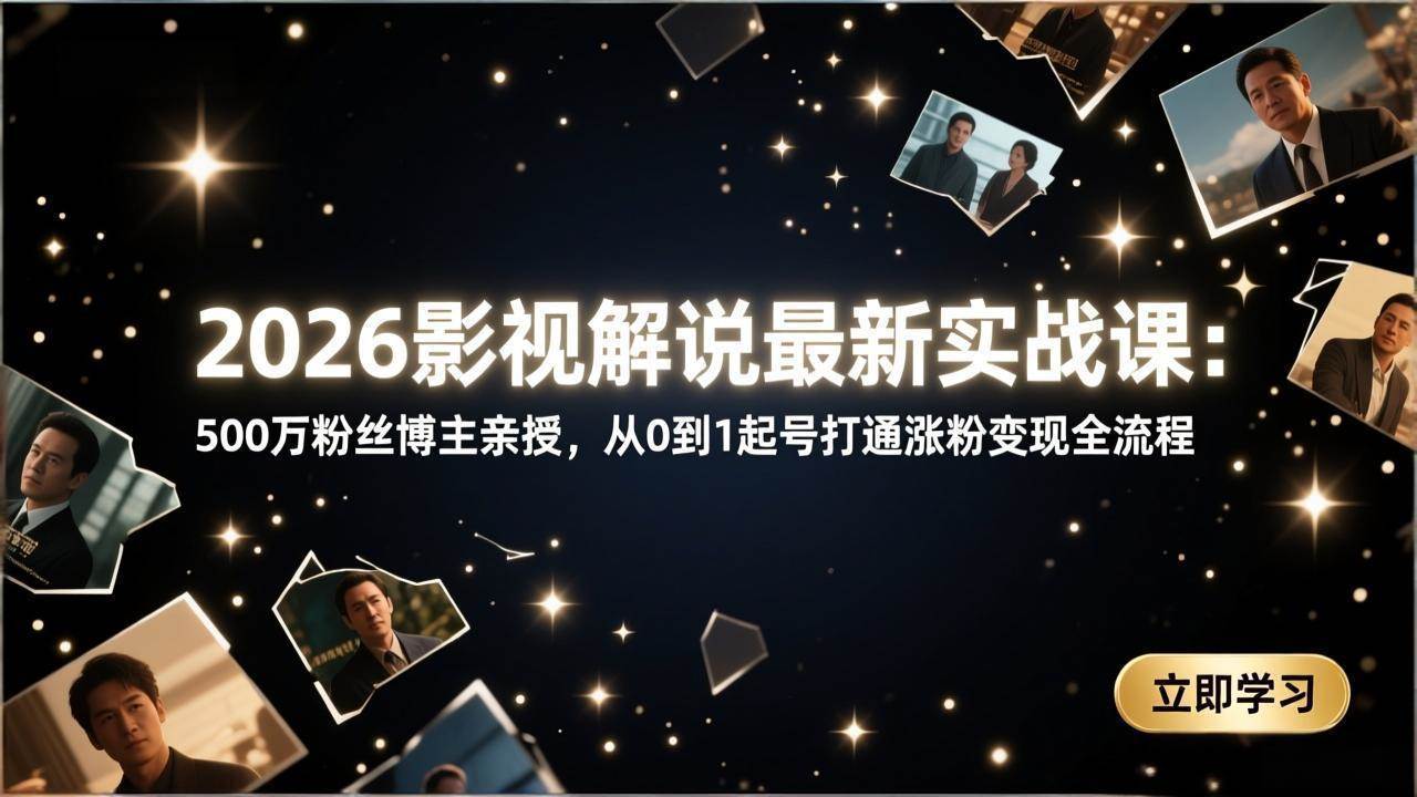（17530期）2026影视解说最新实战课：500万粉丝博主亲授，从0到1起号打通涨粉变现全流程-柚子网创