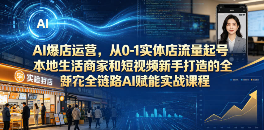 AI爆店运营，从0-1实体店流量起号，本地生活商家和短视频新手打造的全链路AI赋能实战课程-柚子网创