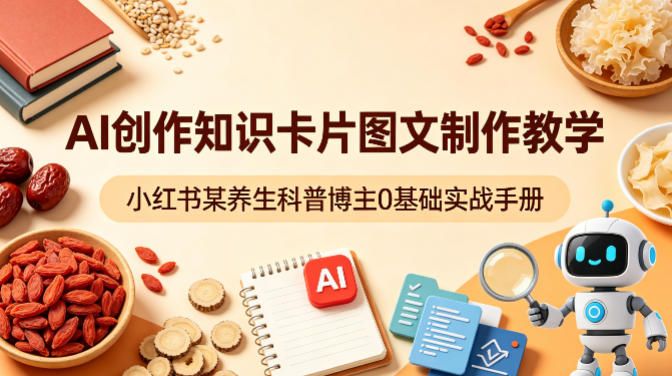 AI创作知识卡片图文制作教学，小红书某养生科普博主0基础实战手册-柚子网创
