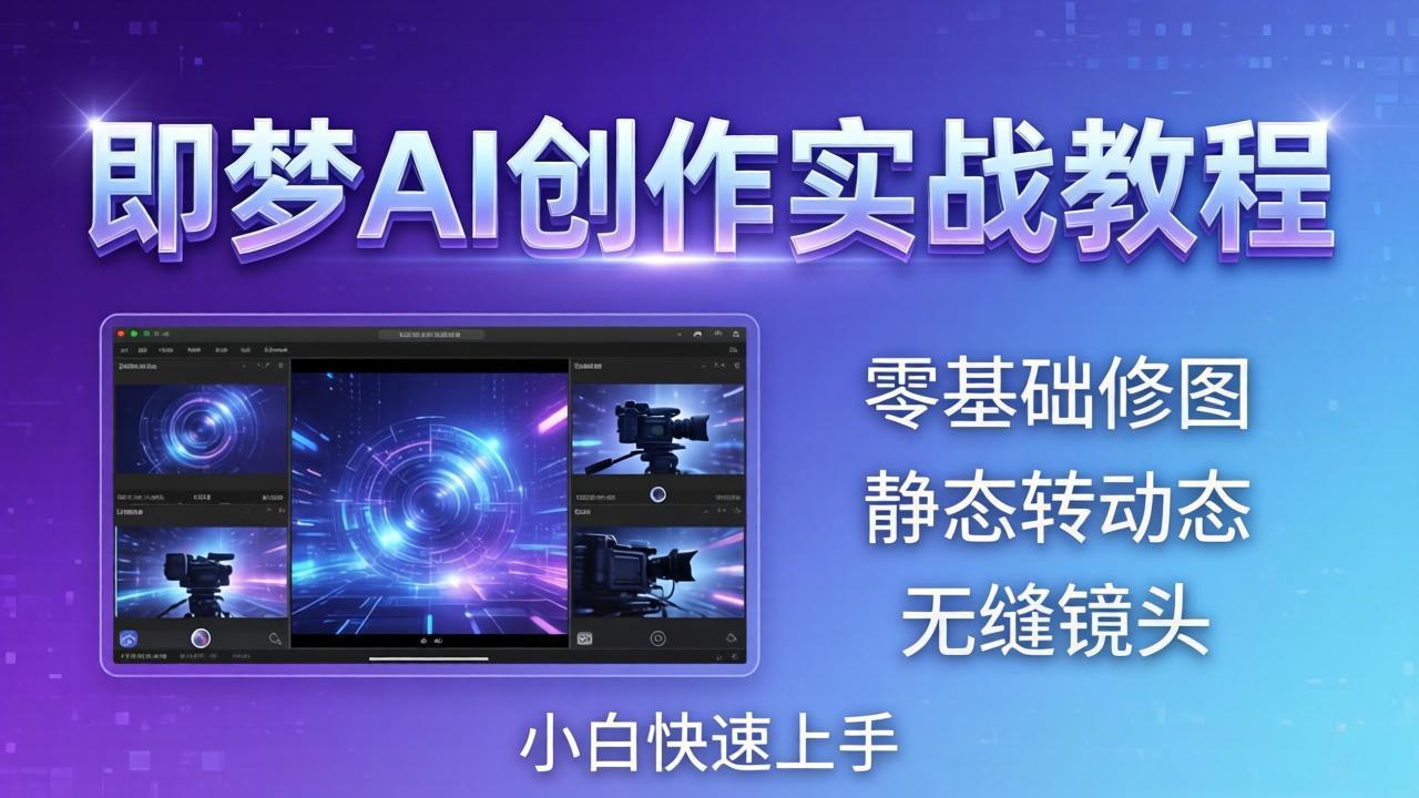 即梦AI创作实战教程，从零基础修图到AI导演，实战教学静态转动态+无缝镜头，小白快速上手-柚子网创