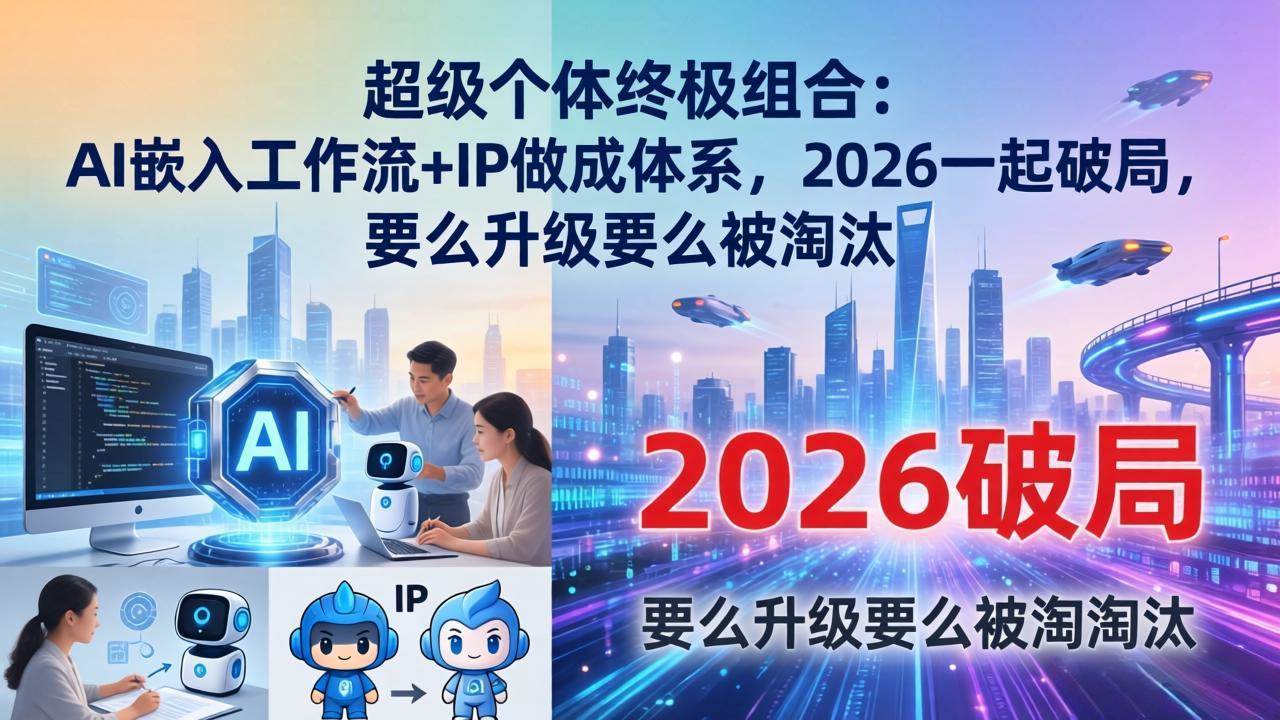 （17808期）超级个体终极组合-更新：AI嵌入工作流+IP做成体系，2026一起破局，要么升级要么被淘汰-柚子网创
