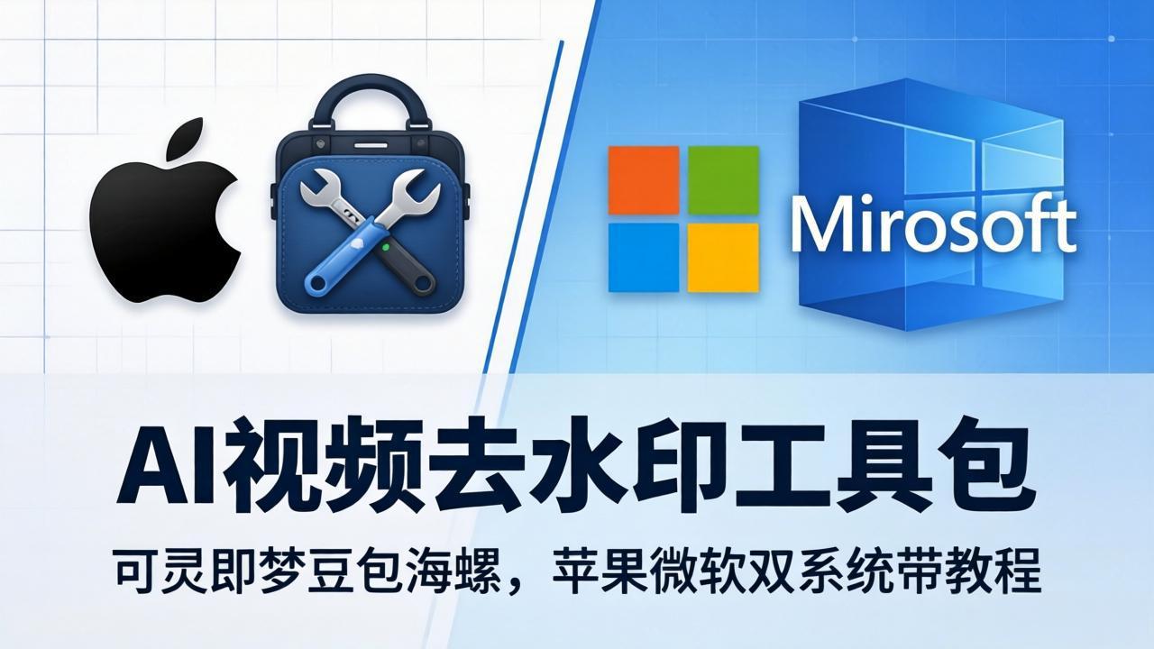 AI视频去水印工具包：可灵即梦豆包海螺，苹果微软双系统带教程-柚子网创
