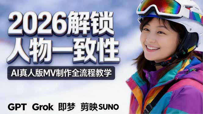 2026独创解锁人物一致性：AI真人版MV制作，不讲空话，不拼概念，全流程实操-柚子网创