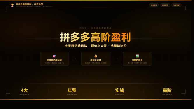（17848期）拼多多高阶盈利年费会员(更新3月31)：全类目活动玩法、原价上大促、洗图防比价等核心盈利技术-柚子网创