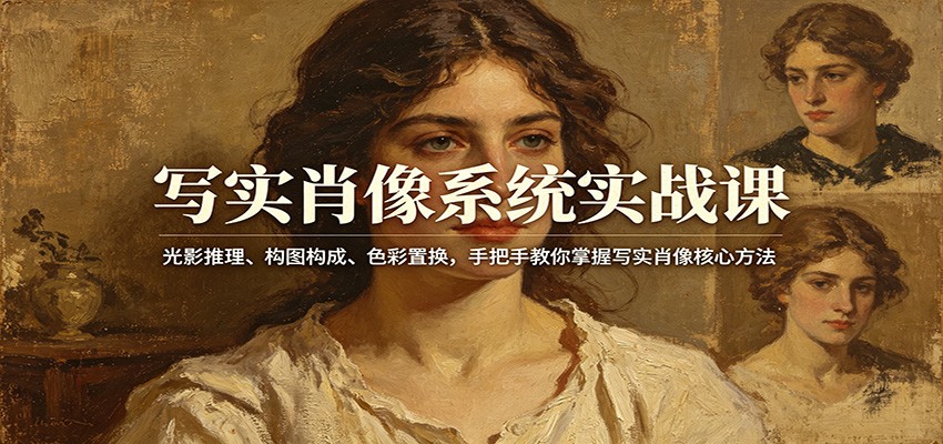 写实肖像系统实战课：光影推理、构图构成、色彩置换，手把手教你掌握写实肖像核心方法-柚子网创