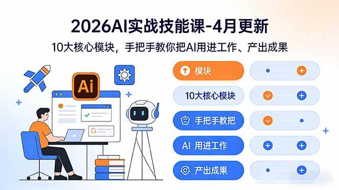 (17941期)2026AI实战技能课-4月更新:10大核心模块,手把手教你把AI用进工作、产出成果 (17941期)2026AI实战技能课-4月更新:10大核心模块,手把手教你把AI用进工作、产出成果