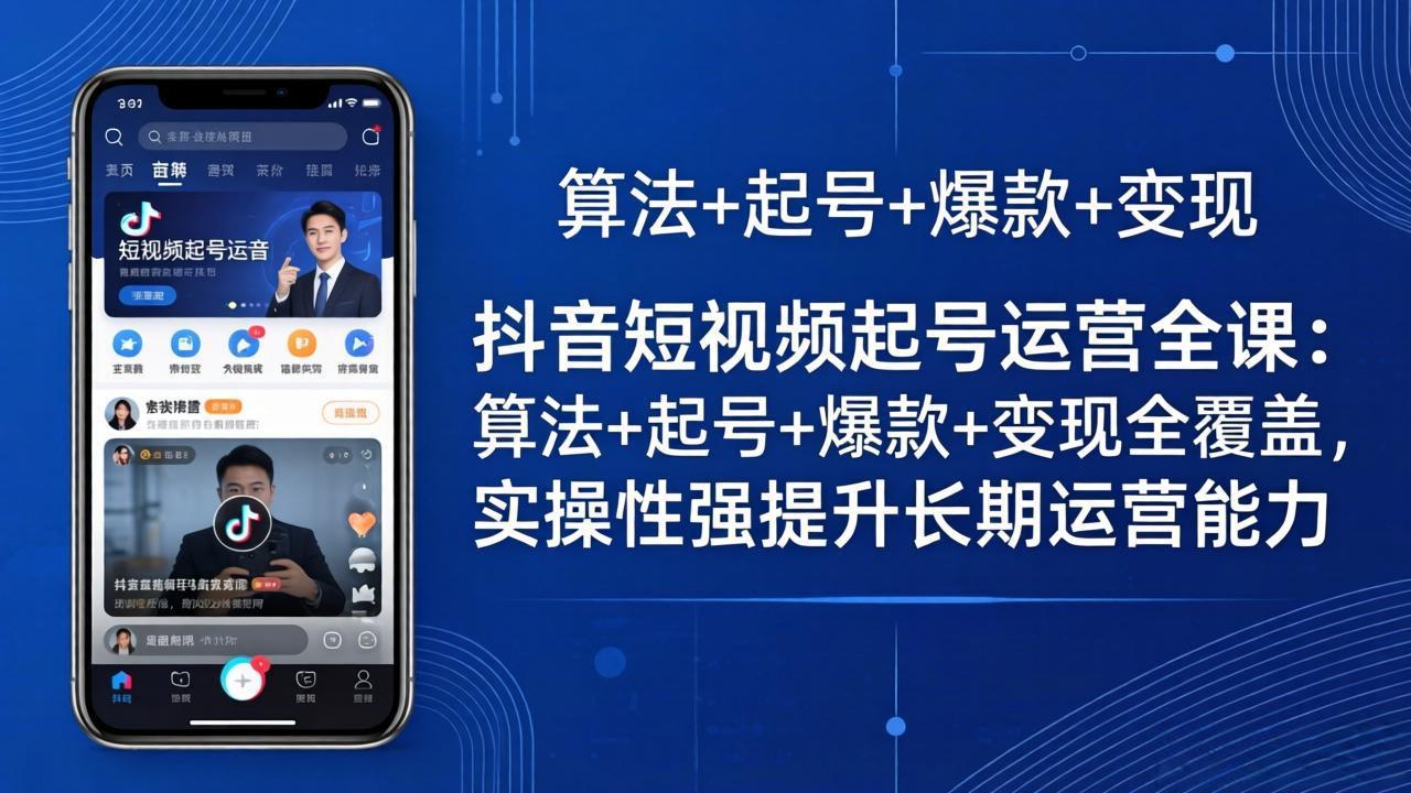 抖音短视频起号运营全课：算法+起号+爆款+变现全覆盖，实操性强提升长期运营能力-柚子网创