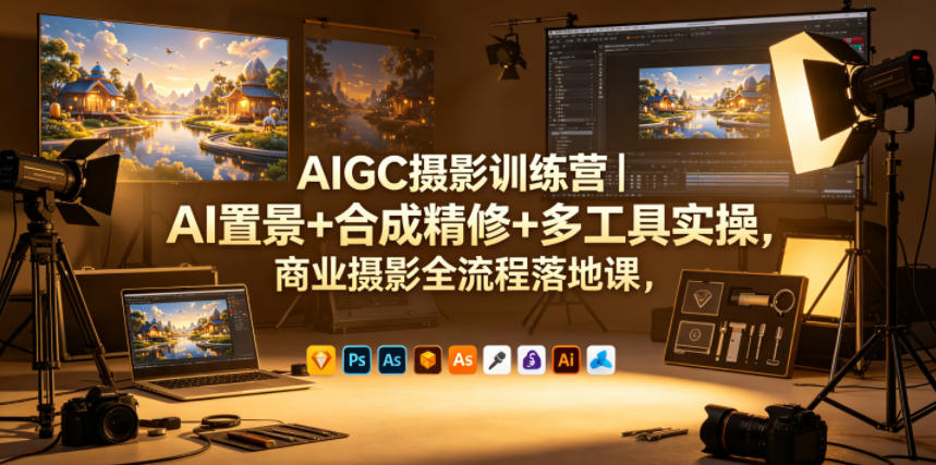 AIGC摄影训练营｜AI置景+合成精修+多工具实操，商业摄影全流程落地课-柚子网创