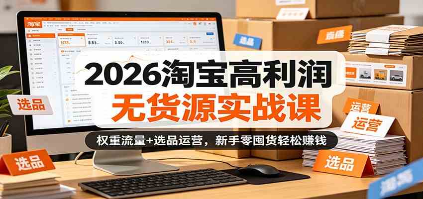 2026淘宝高利润无货源实战课：权重流量+选品运营，新手零囤货轻松赚钱-柚子网创