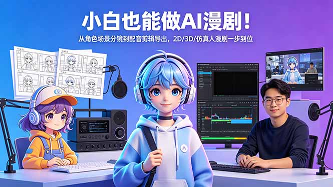 小白也能做AI漫剧！从角色场景分镜到配音剪辑导出，2D/3D/仿真人漫剧一步到位-柚子网创