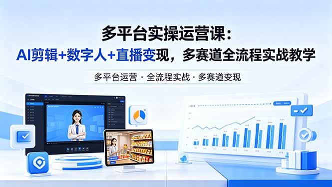 某团队多平台实操运营课-更新26年4月20：AI剪辑+数字人+直播变现，多赛道全流程实战教学-柚子网创