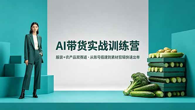 （18355期）AI带货实战训练营，服装+农产品双赛道，从账号搭建到素材剪辑快速出单-柚子网创