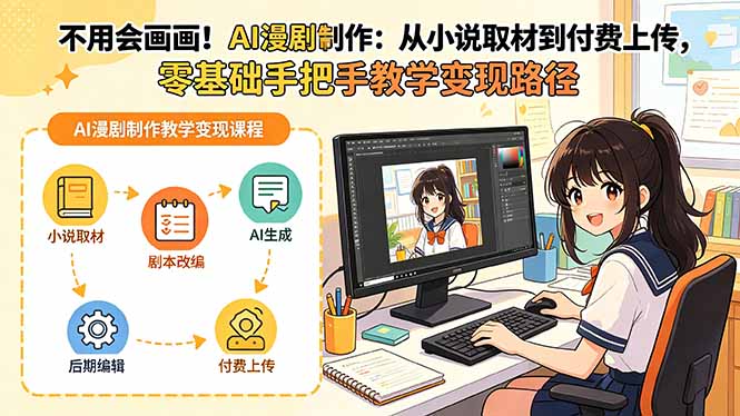 不用会画画！AI漫剧制作：从小说取材到付费上传，零基础手把手教学变现路径-柚子网创