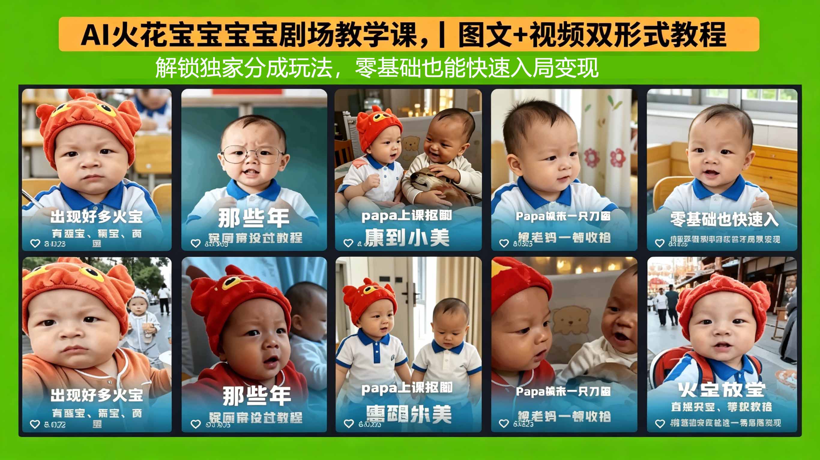 AI火花宝宝宝宝剧场教学课，图文+视频双形式教程，解锁独家分成玩法，零基础也能快速入局变现-柚子网创