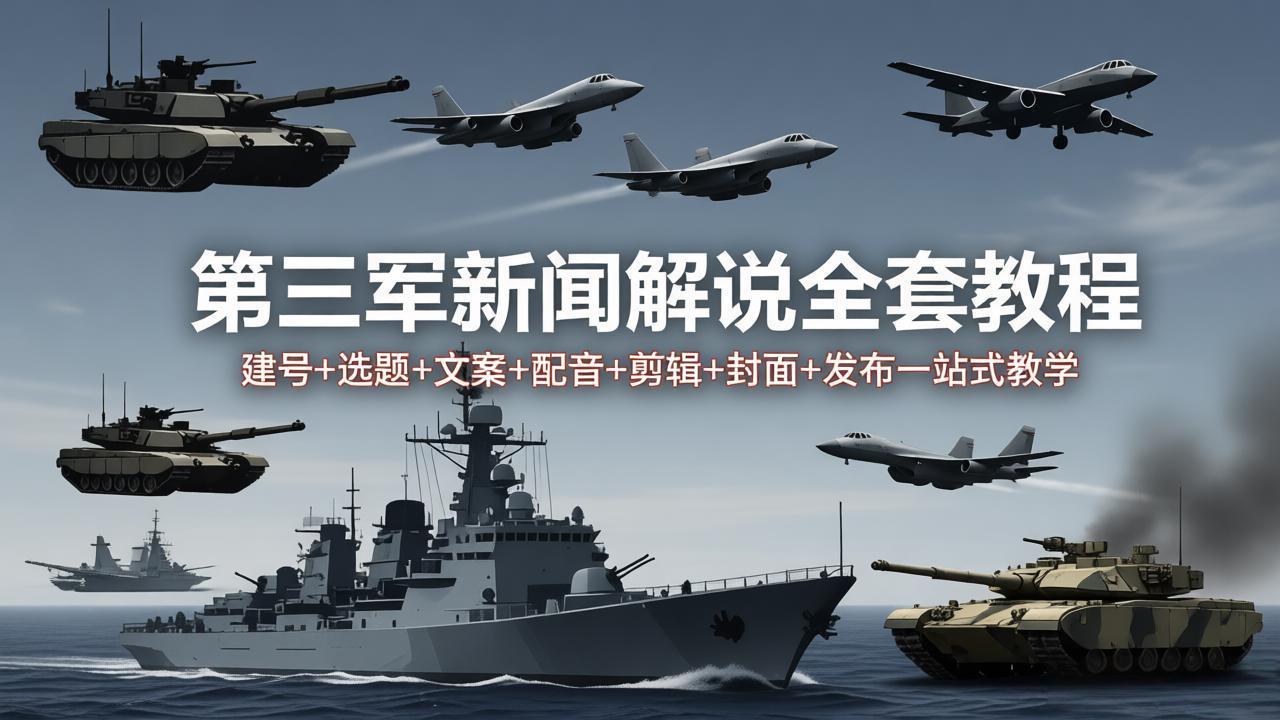 第三军迷新闻解说全套教程：建号+选题+文案+配音+剪辑+封面+发布一站式教学-柚子网创