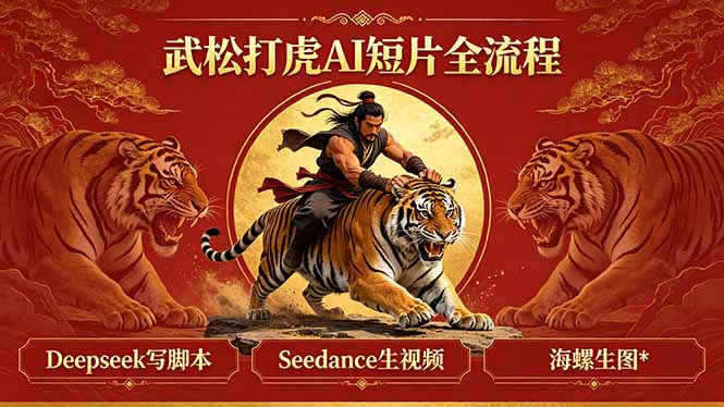武松打虎AI短片全流程：Deepseek写脚本+Seedance生视频+海螺生图-柚子网创