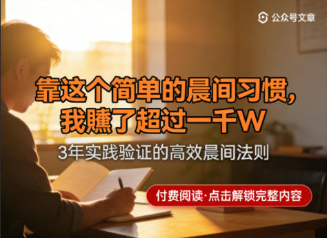 某公众号付费文章：靠这个简单的晨间习惯，我賺了超过一千W-柚子网创