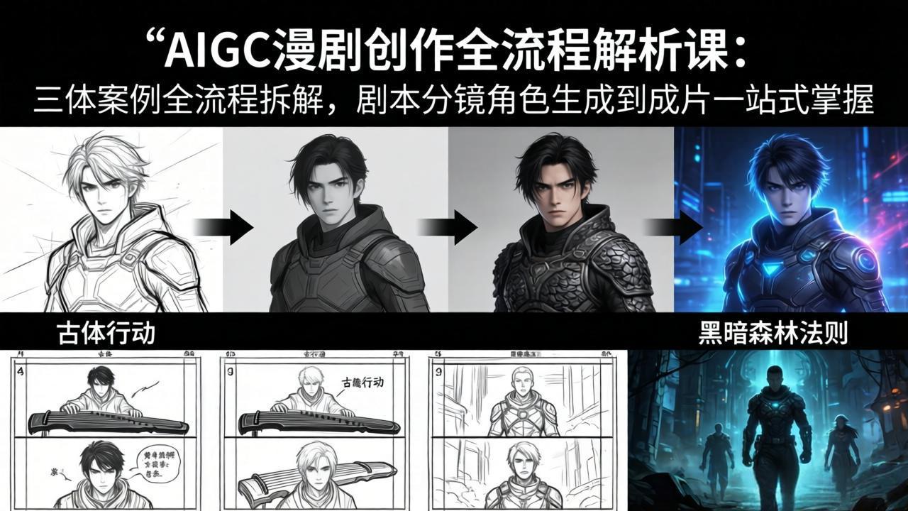 AIGC漫剧创作全流程解析课：三体案例全流程拆解，剧本分镜角色生成到成片一站式掌握-柚子网创