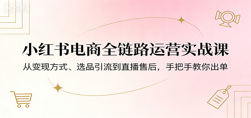 小红书电商全链路运营实战课：从变现方式、选品引流到直播售后，手把手教你出单-柚子网创