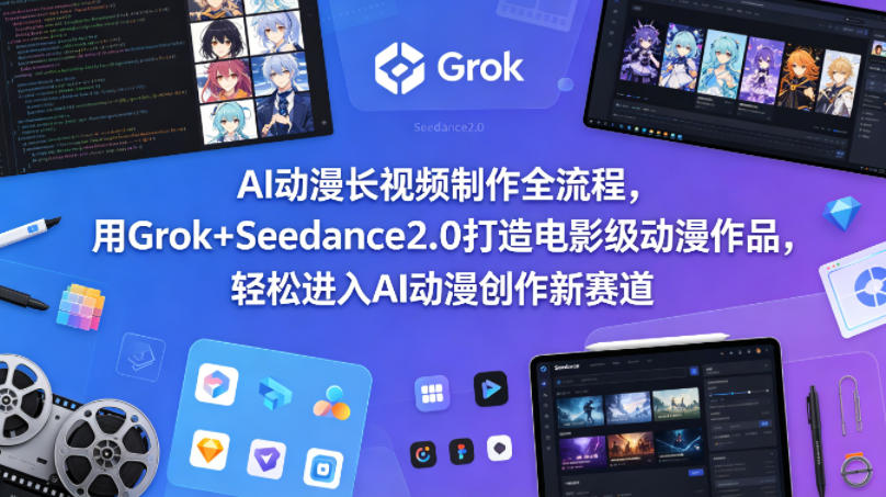 AI动漫长视频制作全流程，用Grok+Seedance2.0打造电影级动漫作品，轻松进入AI动漫创作新赛道-柚子网创