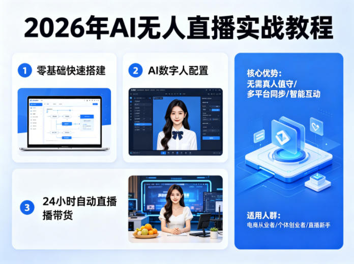2026年AI无人直播实战教程，零基础也能快速搭建AI数字人无人直播间，实现24小时自动直播带货-柚子网创
