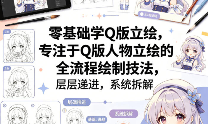 零基础学Q版立绘，专注于Q版人物立绘的全流程绘制技法，层层递进，系统拆解-柚子网创