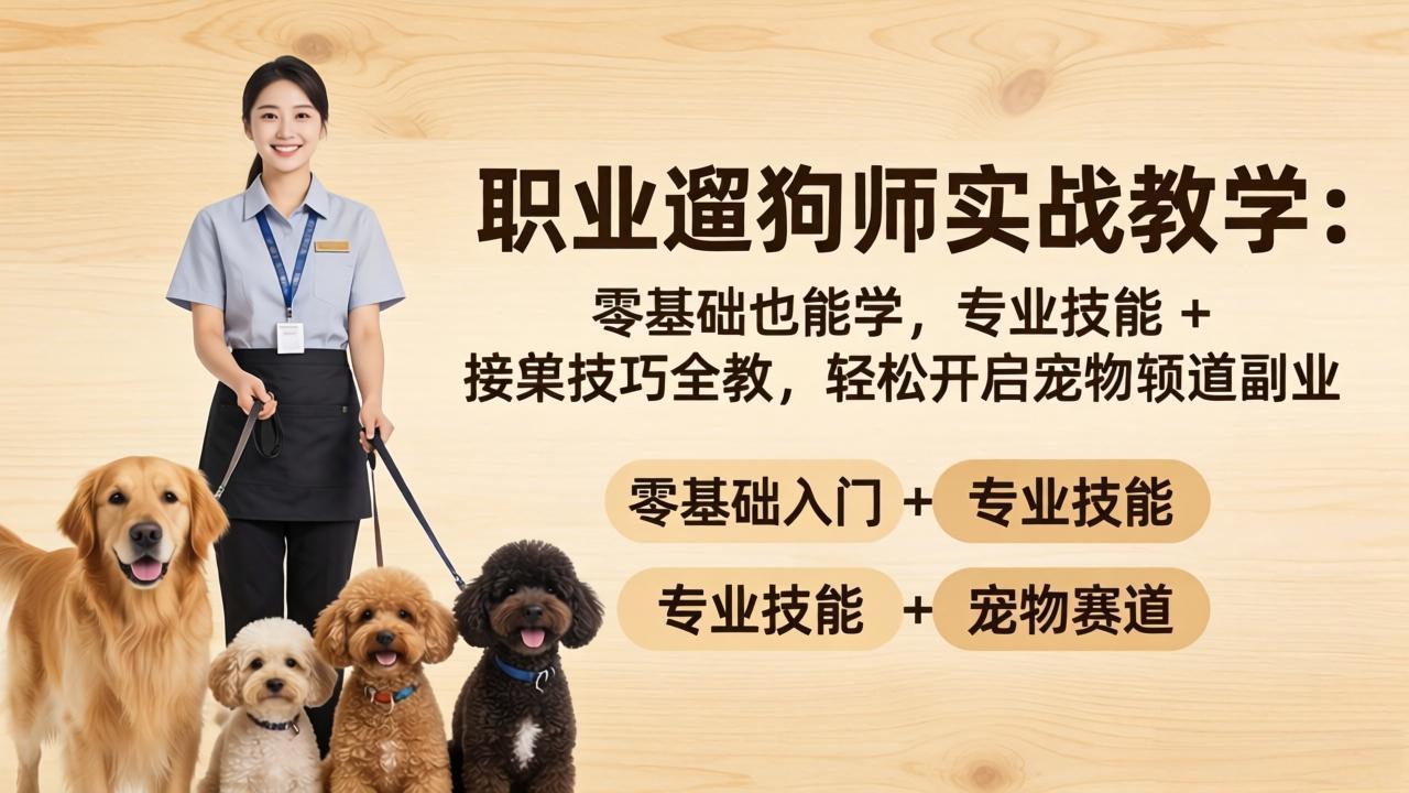 职业遛狗师实战教学：零基础也能学，专业技能 + 接单技巧全教，轻松开启宠物赛道副业-柚子网创