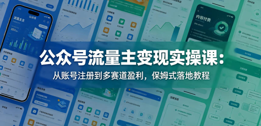 公众号流量主变现实操课：从账号注册到多赛道盈利，保姆式落地教程-柚子网创