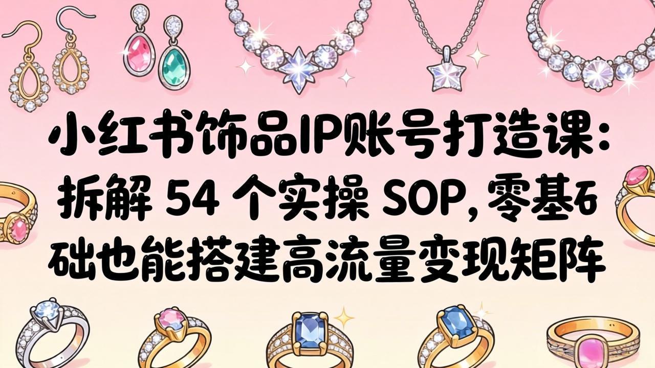 小红书饰品IP账号打造课：拆解 54 个实操 SOP，零基础也能搭建高流量变现矩阵-柚子网创