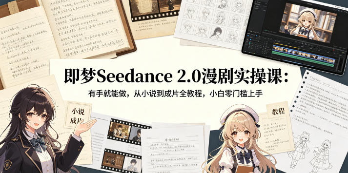 即梦Seedance 2.0漫剧实操课：有手就能做，从小说到成片全教程，小白零门槛上手-柚子网创