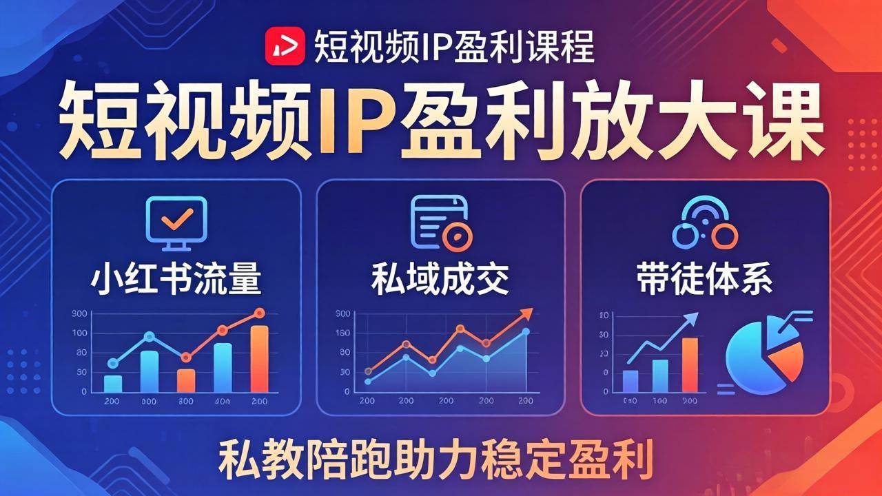 （18138期）短视频IP盈利放大课：小红书流量+私域成交+带徒体系，私教陪跑助力稳定盈利-柚子网创