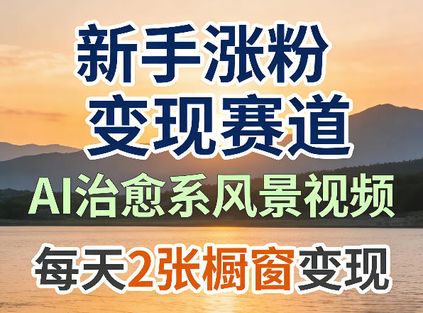 AI治愈系风景视频，新手涨粉变现赛道，橱窗变现每天2张，副业必备-柚子网创