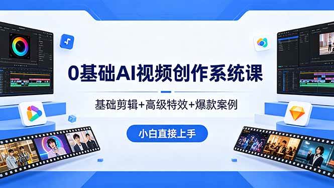 （18354期）0基础AI视频创作系统课，基础剪辑+高级特效+爆款案例，小白直接上手-柚子网创