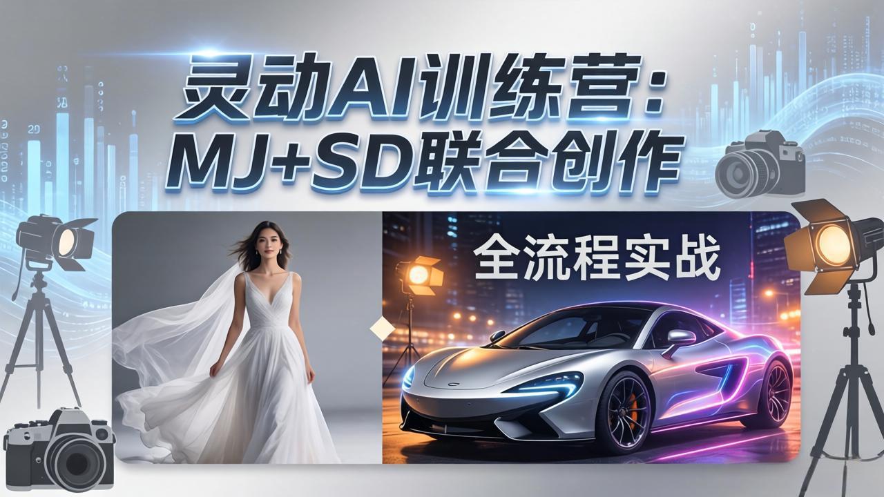 灵动AI训练营-3.0课程：MJ+SD联合创作，从婚纱大片到汽车广告，摄影后期全流程实战-柚子网创