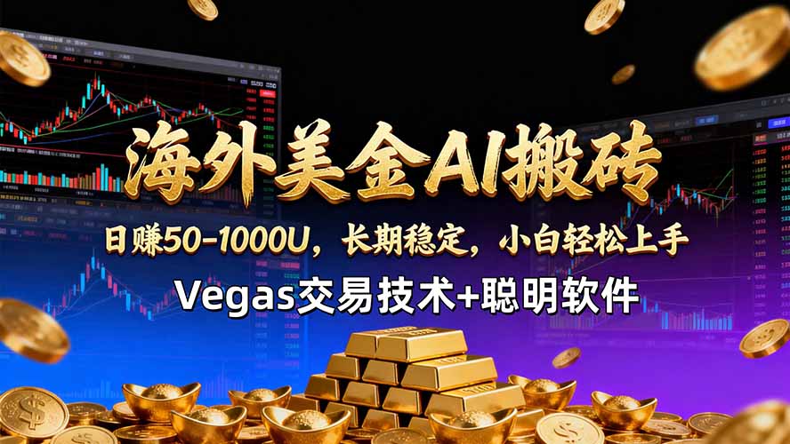 海外美金AI搬砖技术Vegas交易技术+聪明软件【训练营第七期】，日赚50-100U-柚子网创