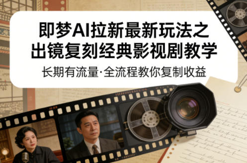 即梦AI拉新最新玩法之出镜复刻经典影视剧教学，长期有流量，全流程教你复制收益-柚子网创