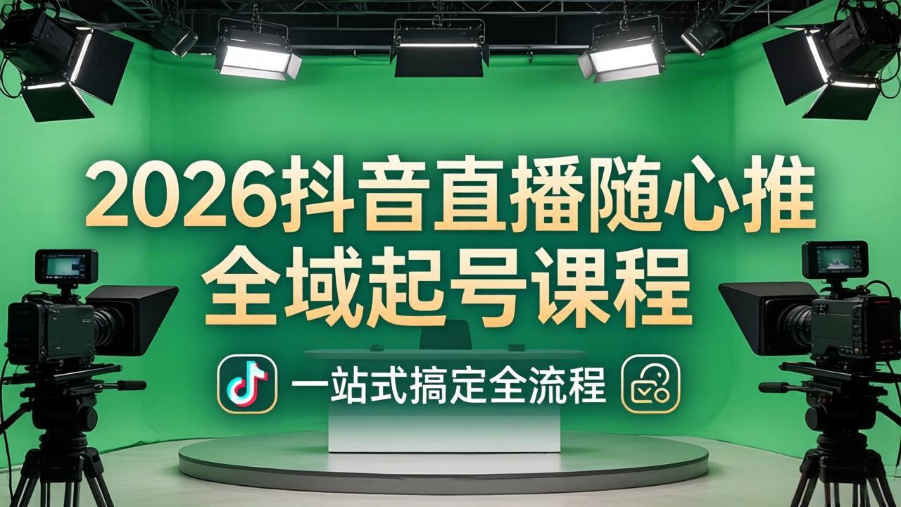 2026抖音直播随心推全域起号课程：一站式搞定直播起号、稳号、放量全流程(更新4月-柚子网创
