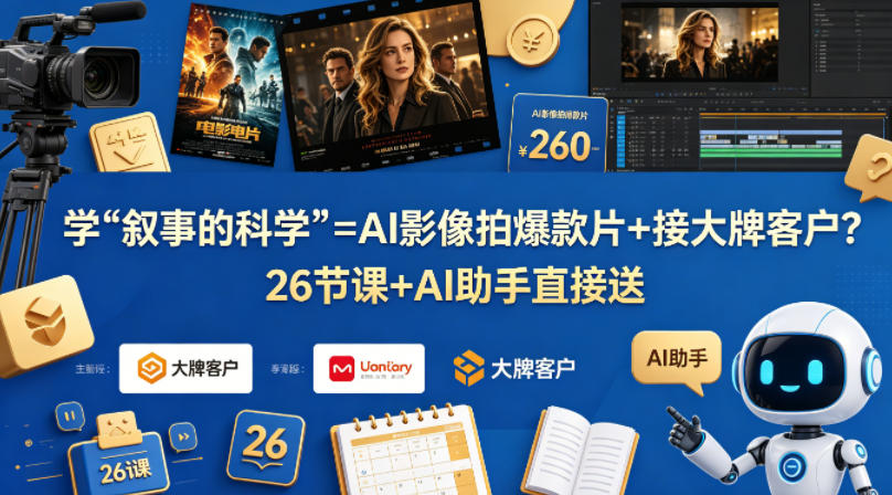 学《叙事的科学》=AI影像拍爆款片+接大牌客户？26节课+AI助手直接送【原创双语字幕】-柚子网创