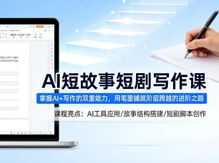 AI短故事短剧写作课，掌握AI+写作的双重能力，用笔墨铺就阶层跨越的进阶之路-柚子网创