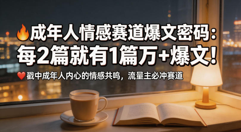 公众号流量主成年人情感心理赛道，流量最大，受众最广的主流赛道之一，平均每2篇就有1篇万爆文章-柚子网创