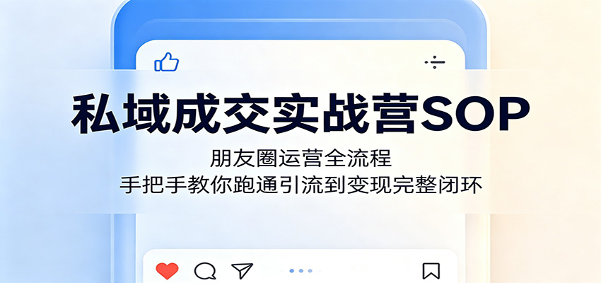私域成交实战营SOP：朋友圈运营全流程，手把手教你跑通引流到变现完整闭环-柚子网创